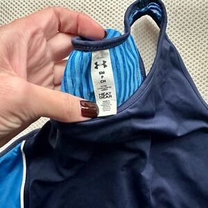 Under Armour Navy and Sky Blue Tank Top S